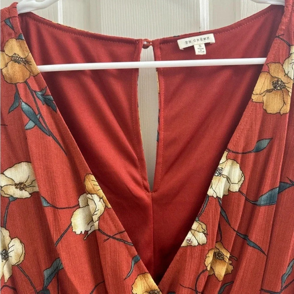 Fall floral long sleeve romper en crème size small - Picture 5 of 9